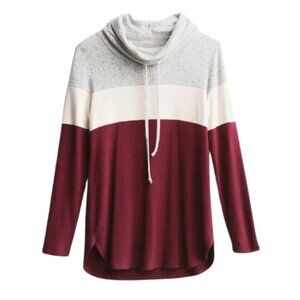 NWT Market & Spruce Cameron Cowl Neck Brushed Knit Top in Burgundy Sz. S